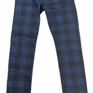 XXX Rude Mens 32x32 Skinny Jeans Plaid Pattern Denim Blue And Black